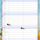 Kalendereintrag: Feiertage im Oktober; Illustration von zwei Schweinen mit roten Schals, umgeben von Herbstblättern.