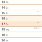 Kalender für Oktober mit Feiertagen: Tag der Deutschen Einheit am 3., Nationalfeiertag (A) am 26., Halloween am 31.