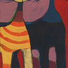 „Oktober“ Kalenderblatt mit zwei Katzen. Eine Katze ist schwarz, die andere hat orange-gelbe Streifen.