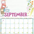 „PAUSENSTÜCKE! Mit Tomatenstücken...“, „September“, „Montag...Sonntag“. Ein illustriertes Kalenderblatt für September.