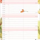 Kalenderseite Oktober. Illustration von Mäusen mit Apfel und herbstlichen Blättern. Feiertage: Tag der Deutschen Einheit.