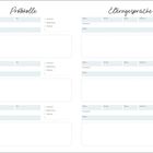 Zwei Formularseiten: "Protokolle" links und "Elterngespräche" rechts. Beide mit Feldern für Datum, Uhrzeit, Ort und Notizen.