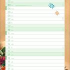 Kalenderblatt für Oktober. Enthält Daten und Feiertage, mit einer künstlerischen Illustration einer halbverdeckten Frau und Pflanzen.