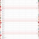 Kalenderseite Oktober. Enthält Wochennummern, Feiertage und Platz für Notizen. Florales Design am Rand.