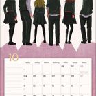 Kalenderseite Oktober. Illustration: Fünf Personen von hinten, Titel "Dumbledore's Army". Hogwarts-Wappen unten.
