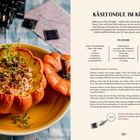 Titel: "Käsefondue im Kürbis". Zutatenliste und Rezeptanleitung. Tipp: "Zu diesem herrlichen Käsefondue...". Links: gefüllter Kürbis.