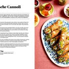 Titel: Sizilianische Cannoli. Zutatenliste und Schritt-für-Schritt-Anleitung für die Zubereitung. Bild von Cannoli auf Teller.