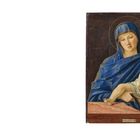 Text: "GIOVANNI BELLINI Madonna and Child, ca. 1475". Gemälde: Frau in blauem Gewand hält Kind, beide mit Heiligenschein.