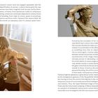 Text: Fujiwara's recent work has engaged repeatedly with the objectification of women... Fujiwara's film Joanne (2016-18) documents...

Links: Eine Frau in sportlicher Kleidung beim Boxen, vor einem Fenster, mit Sonnenlicht.

Rechts oben: Person mit Lehm bedeckt.