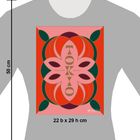 Text: "TOKYO", "TRADITION ZUKUNFT", Maße: "22 b x 29 h cm", Höhe: "50 cm". Illustration: Blumendesign auf T-Shirt.