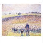 Impressionistische Landschaft mit Hirte, Schafen und sanften Hügeln. Unten Monatszahlen, aber keine spezifischen Daten.