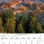 Kalender für Oktober 2027. Oben: Berglandschaft mit Wald. Montag bis Sonntag entsprechend den Wochentagen nummeriert.