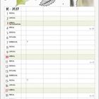 Ein Kalenderblatt für Oktober 2027 mit einem Buntspecht als Illustration, umgeben von Blättern und Eicheln.