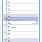 August 2027 Kalender mit Gemälde von Carl Larsson, Oberschwemmung. Feiertage: Bundesfeier, Mariä Himmelfahrt.