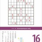 Text: "**Schwierigkeitsgrad: heftig**", "16 Donnerstag I SEPTEMBER", "06:58", "19:35", "19:20", "07:31". Sudoku-Rätsel.