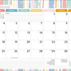 Kalender für Oktober 2027, Tage in Spalten. Links eine Monatsübersicht, unten Notizbereich. Bunte Ränder.