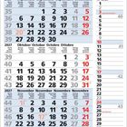 Kalender für 2027, zeigt die Monate September bis November. Wochentage in vier Sprachen. Feiertage sind rot markiert.