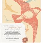 Mein Herz ist wie ein singender Vogel. Illustration: Ein großer Vogel mit ausgebreiteten Flügeln, umgeben von kleineren Vögeln.