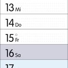 Kalender für Oktober 2027, beginnt mit Freitag. Illustration mit stilisierten Bäumen. Feiertage hervorgehoben.