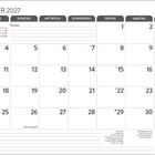 Kalender für Oktober 2027, Wochen von 39 bis 44. Feiertage in Rot: Tag der Deutschen Einheit am 3., Feiertage am 10., 17., 24., 31.