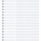 "Meine Liste für ...", "Klasse", "Name". Eine Tabelle mit 34 Zeilen und zwei Spalten: links Nummern, rechts Raster.