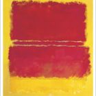 Oktoberkalender mit zwei breiten, roten Farbfeldern auf gelbem Hintergrund, als Gemälde gestaltet.