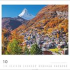 Kalenderbild: Matterhorn (4478 m), Zermatt, Kanton Wallis, majestätischer Berg über herbstlicher Stadt in leuchtenden Farben.