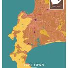 Karte von Kapstadt, Südafrika in warmen Farben mit einem kleinen Südafrika-Schema oben rechts. Oktoberdaten unten.