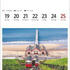 Kalenderwoche 29, Juli, Montag 19 bis Sonntag 25. Bild: Küstenbahn vor blauem Meer und Strand mit Pier.