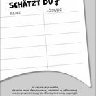 "Was schätzt du?" oben, darunter Tabelle mit "Name" und "Lösung". Text: "b) Der Mini-Boxer... Gewicht Kugel."