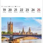 Kalenderwoche 29 im Juli von Montag, 19. bis Sonntag, 25. Ein roter Bus fährt über die Lambeth Bridge vor dem Palace of Westminster.
