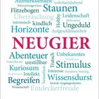 „NEUGIER“ in großer Schrift, Wörter darum: Abenteuer, Staunen, Wissensdurst. Darunter Kalenderdaten 19-25 April.