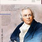 August 9-15, Zitat über Liebe und Frieden, Beschreibung von William Blake, Aquarell nach Ölgemälde von Thomas Phillips.