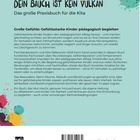"Gefühlstarke Kinder: Dein Bauch ist kein Vulkan. Das große Praxisbuch für die Kita. Große Gefühle: Gefühlstarke Kinder pädagogisch begleiten." 

Hellblauer Hintergrund, bunte Farbspritzer, Verlagslogo unten links.