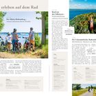 „Natur erleben auf dem Rad“ steht oben. Rechts oben ein Logo „RADTOUREN“. Vier Menschen mit Fahrrädern am Wasser.