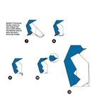 Schritt 7: Forme den Körper, indem du den unteren Teil nach hinten faltest. Diagramm zeigt Origami-Pinguin-Faltung.