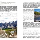 **30. Tal der zehn Gipfel: Ein Blick hinter die spektakuläre Kulisse des Moraine Lake**  
Der Text beschreibt die Popularität und Herausforderungen beim Besuch des Moraine Lake. Zwei Fotos zeigen die Landschaft: Ein großes Foto unten zeigt mehrere Berggipfel und den See aus der Ferne, und ein kleineres Bild rechts oben zeigt Menschen an einem Gewässer mit bewaldeten Bergen im Hintergrund.