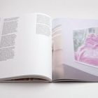 Links steht viel Text auf Niederländisch. Rechts ist ein Foto von einer Galerie mit einem bunten, abstrakten Bild.