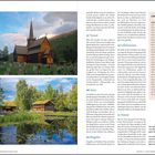 Texte: "ZWISCHENSTOPP", "07 Tynset", "08 Atna", "09 Ringebu", "10 Lillehammer", "11 Hamar".

Links oben: Kirche mit Friedhof, grüner Hügel. 
Links unten: See mit grüner Landschaft, Holzhäuser. 
Rechts: Textspalten mit Reiseinformationen.