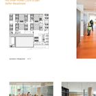 Die Kammstruktur bringt mit ihren Höfen Licht in den tiefen Baukörper. Grundriss 2. Obergeschoß, offener Raum mit Schülern.