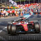 Text: "16 | Charles Leclerc | MCO | 16.10.1997 | Scuderia Ferrari HP." 
Ein rotes Formel-1-Auto fährt auf einer Rennstrecke.