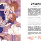 **ZWILLING**

- 21. Mai - 21. Juni

Der Text beschreibt die Zwilling-Geborenen als wissbegierig, kommunikativ und abenteuerlustig. Sie suchen gerne Unterstützung in Gruppen und lieben es, zu entdecken und zu spielen. 

Illustration: Zwei Kinder mit Zöpfen, scheinen zu tanzen, umgeben von abstrakten Formen auf lila Hintergrund.