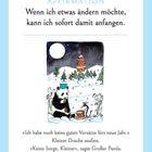 WINTER, AFFIRMATION: "Wenn ich etwas ändern möchte, kann ich sofort damit anfangen." Illustration: Panda und Drache im Schnee.