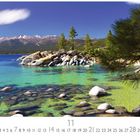 Text: "Lake Tahoe", "11", "Casares Edition". 

Eine klare Küstenlinie mit Felsen, Pinien und Blick auf schneebedeckte Berge unter blauem Himmel.