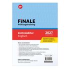 Text: Finale Prüfungstraining, Zentralabitur Englisch 2027 Nordrhein-Westfalen, Wissen, was drankommt. Hintergrund: Blau-rote Gestaltung.