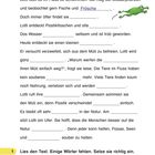 Natur und Umwelt - Gemeinsam für eine saubere Natur! Text mit Lücken und eine kleine Illustration eines Frosches.