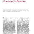 "Hormone in Balance" und Erklärung zur Bedeutung hormoneller Phasen im Leben. Text über Wechseljahre und gesundheitliche Auswirkungen.