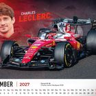 Text: "November 2027", "Charles Leclerc", "Ferrari SF-26", "Charles Leclerc Budapest 2026". Rotes Rennauto, Fahrerporträt.