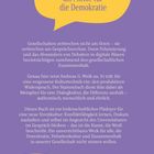 Die Worte „Produktiver Streit als Motor für die Demokratie“ stehen in einer gelben Sprechblase auf lila Hintergrund. Darunter folgt ein längerer erklärender Text über das Buch, das die Bedeutung von konstruktivem Dialog für den gesellschaftlichen Zusammenhalt unterstreicht.⬤
