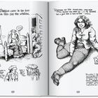 Ein Comic mit Texten über Leidenschaft, Frauen und Männer. Zwei Personen sitzen und eine Frau posiert daneben.